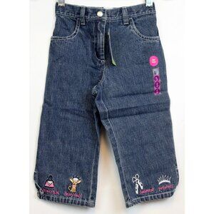 NWT 2004 Gymboree Glamour Princess Capri Denim Pants Embroidered Hem sz 5